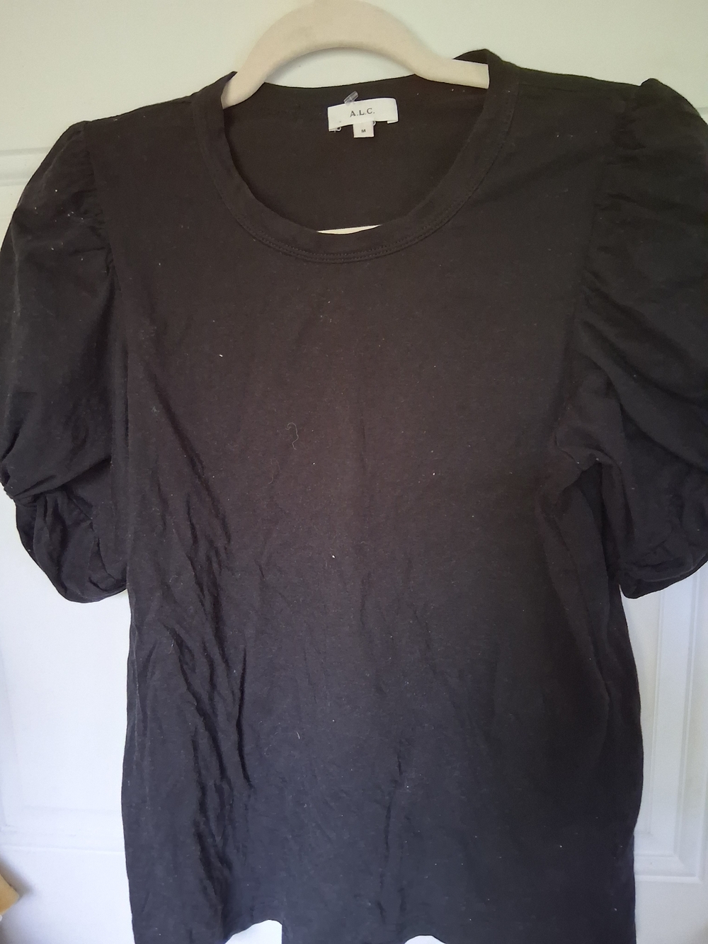 A.L.C. Puff Sleeve Crewneck Tee in Black